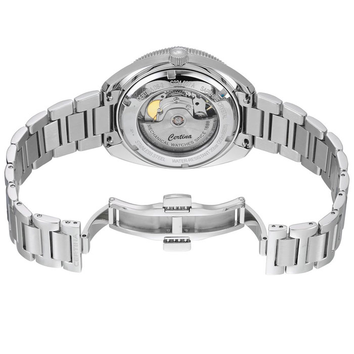 Мъжки ръчен часовник с автоматичен механизъм - корпус от Стомана и алуминий - Стоманена верижка - цвят Черен Сив - 6