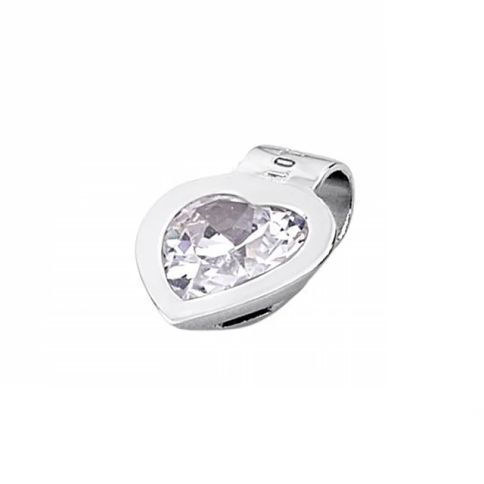 Дамски висулка от 925 Сребро - с форма Сърце - Цирконий - Сив