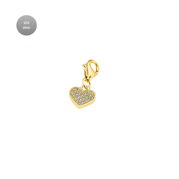 Дамски висулка от 925 Сребро - с форма Сърце - Цирконий - Златно PVD покритие