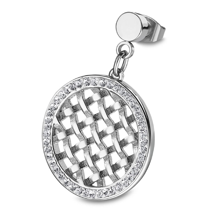 Дамски обеци от 316l Медицинска стомана - с форма Геометрия - Цирконий - Сив