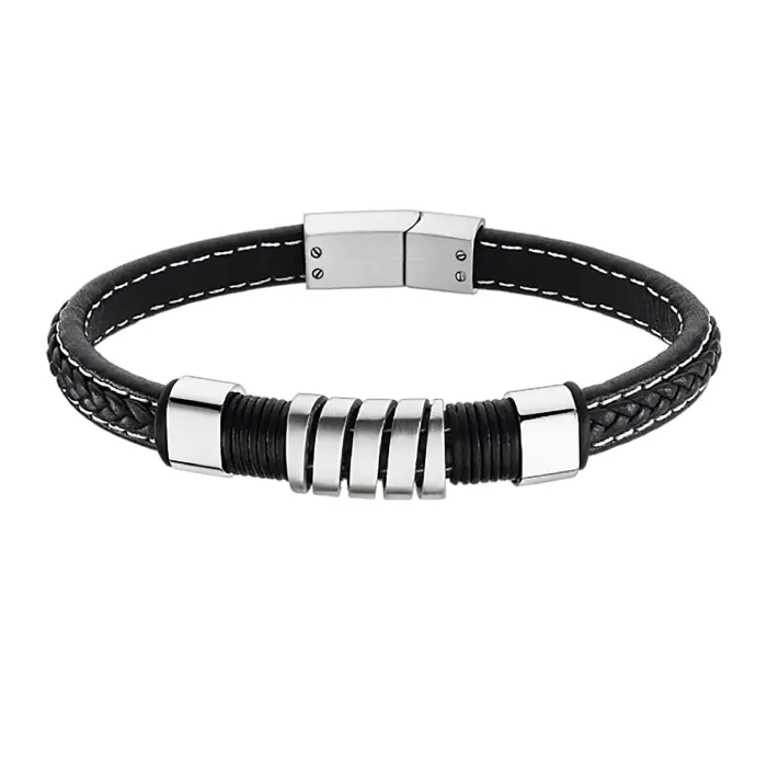 Мъжки гривна от 316l Кожа - с форма