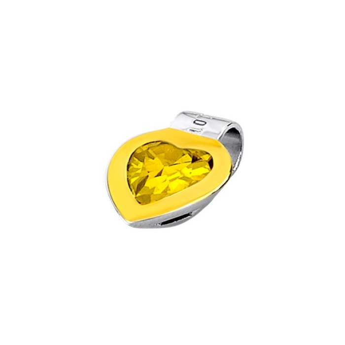Дамски висулка от 925 Сребро - с форма Сърце - Цирконий - Злато / Жълт