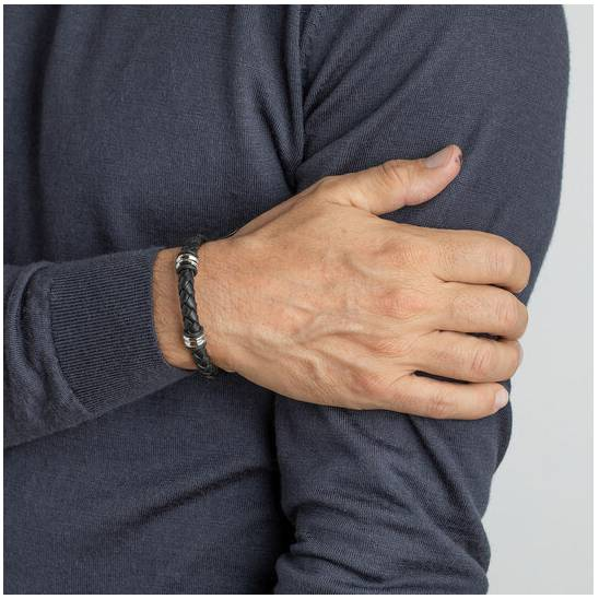 Мъжки гривна от Медицинска стомана - с форма Въже - - Стомана 316L и кожа