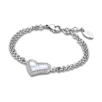 Дамски гривна от 316l Медицинска стомана - с форма Сърце - Цирконий - Седеф