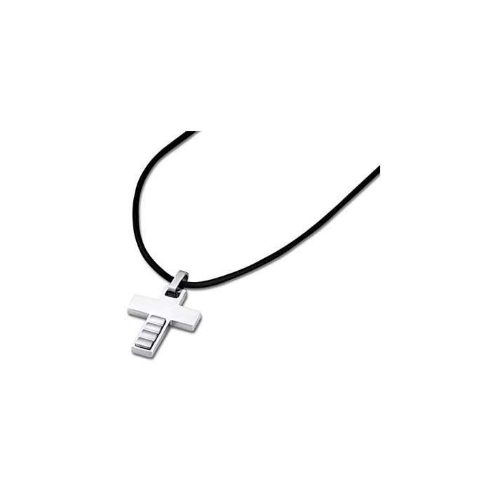 Мъжки колие от 316l Медицинска стомана - с форма Кръст - - Сив