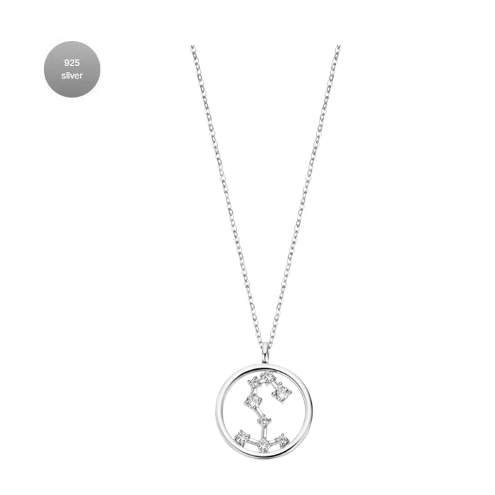 Дамски колие от 925 Сребро - с форма Геометрия - Цирконий - Сив