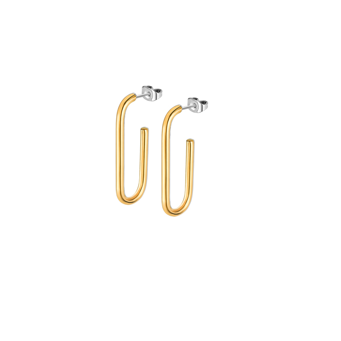 Дамски обеци от 316l Медицинска стомана - с форма - - IP покритие цвят злато
