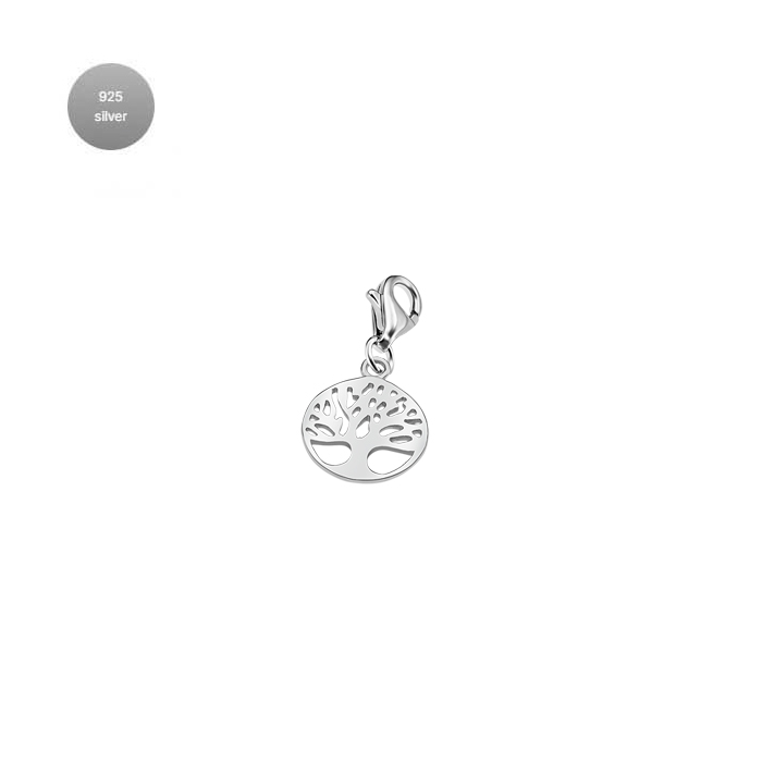 Дамски медальон от 925 Сребро - с форма Дървото на живота - - Сив