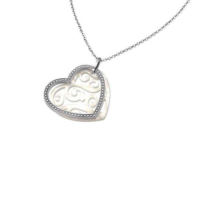 Дамски колие от 316l Медицинска стомана - с форма Сърце - - Бял