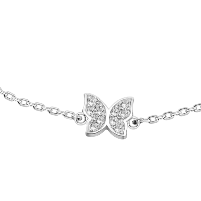 Дамски гривна от 925 Сребро - с форма Пеперуда - Цирконий - Сив