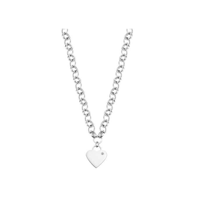 Дамски колие от 316l Медицинска стомана - с форма Сърце - Цирконий