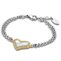 Дамски гривна от 316l Медицинска стомана - с форма Сърце - Цирконий - златно