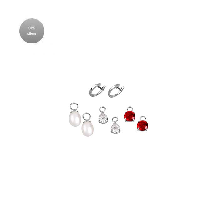 Дамски комплект от 925 Сребро - с форма Други - Swarovski - Бял/Сив