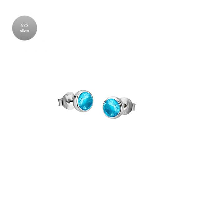 Дамски обеци от 925 Сребро - с форма - Кристали - Син