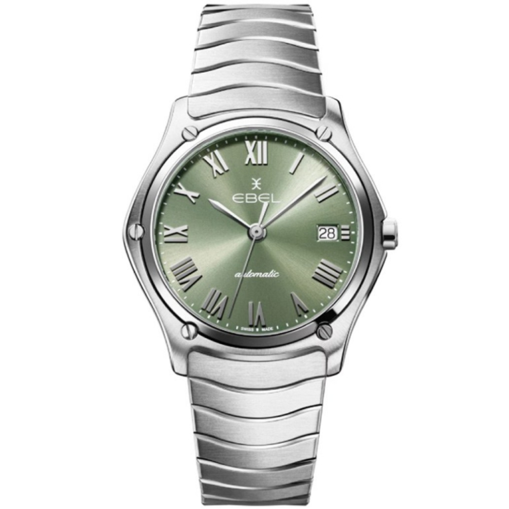 Унисекс ръчен часовник с автоматичен механизъм - корпус от Стомана - Стоманена верижка - цвят Зелен Сив