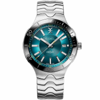 Мъжки ръчен часовник с автоматичен механизъм - корпус от Стомана и керамика - Стоманена верижка - цвят Син Сив