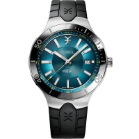 Мъжки ръчен часовник с автоматичен механизъм - корпус от Стомана и керамика - Каучук - цвят Син Черен