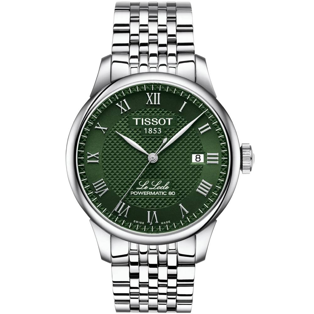 Мъжки ръчен часовник с автоматичен механизъм - корпус от Стомана - Стоманена верижка - цвят Зелен Сив