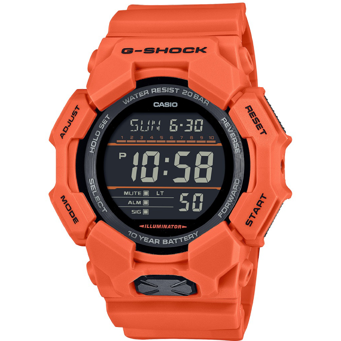 Мъжки ръчен часовник с кварцов механизъм - корпус от Полимер - Полимер - цвят Черен Оранжев