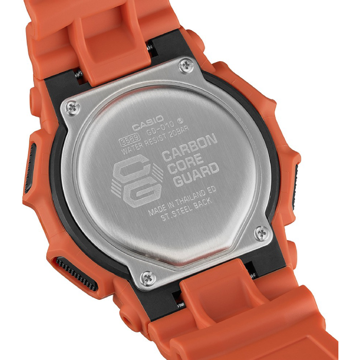 Мъжки ръчен часовник с кварцов механизъм - корпус от Полимер - Полимер - цвят Черен Оранжев