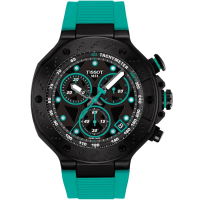 Мъжки ръчен часовник с кварцов механизъм - корпус от Стомана - Силиконова каишка - цвят Черен Тюркоаз