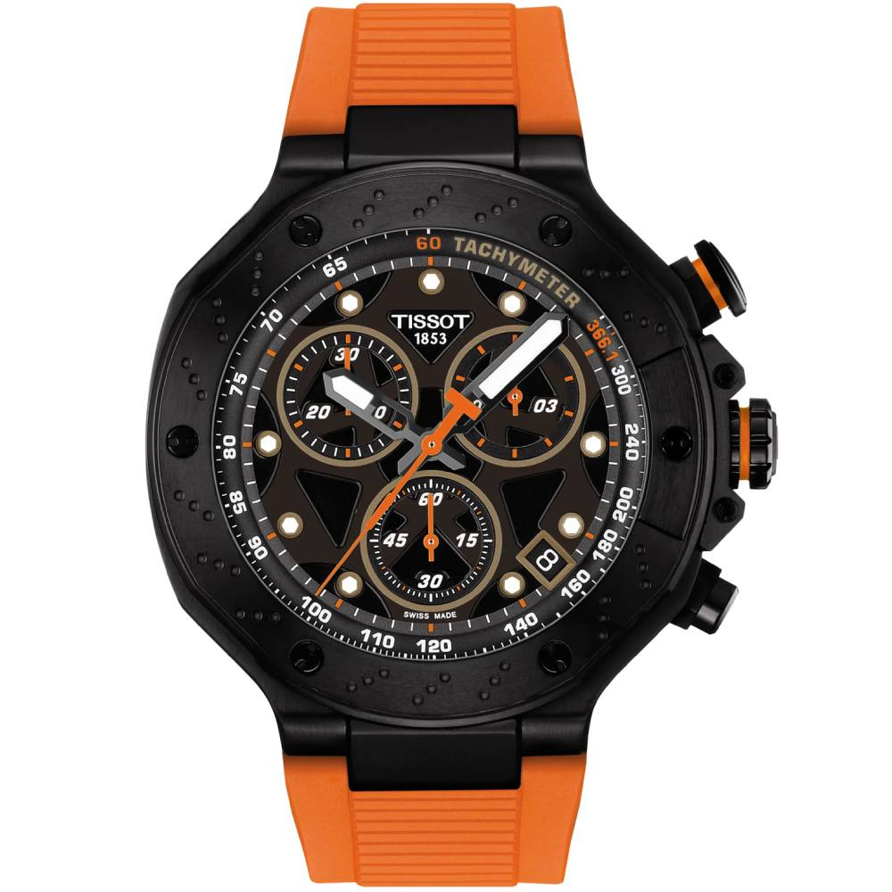 Мъжки ръчен часовник с кварцов механизъм - корпус от Стомана - Силиконова каишка - цвят Черен Тюркоаз