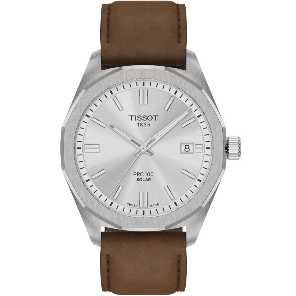 Мъжки ръчен часовник с кварцов механизъм - корпус от Стомана - Естествена кожа - цвят Сребрист Сив