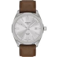 Мъжки ръчен часовник с кварцов механизъм - корпус от Стомана - Естествена кожа - цвят Сребрист Сив