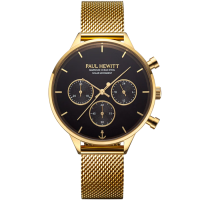 Унисекс ръчен часовник с кварцов механизъм - корпус от Стомана - Меш - цвят Черен Злато