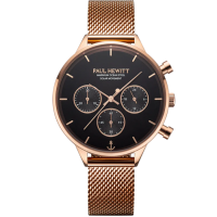 Унисекс ръчен часовник с кварцов механизъм - корпус от Стомана - Меш - цвят Черен Розово Злато