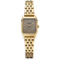 Дамски ръчен часовник с кварцов механизъм - корпус от Стомана - Стоманена верижка - цвят Кафяв Злато