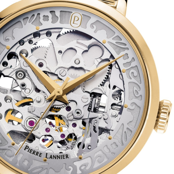 Дамски ръчен часовник с кварцов механизъм - корпус от Стомана - Стоманена верижка - цвят Скелетон Злато