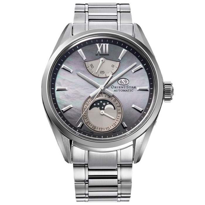 Мъжки ръчен часовник с автоматичен механизъм - корпус от Стомана - Стоманена верижка - цвят Седеф Сив