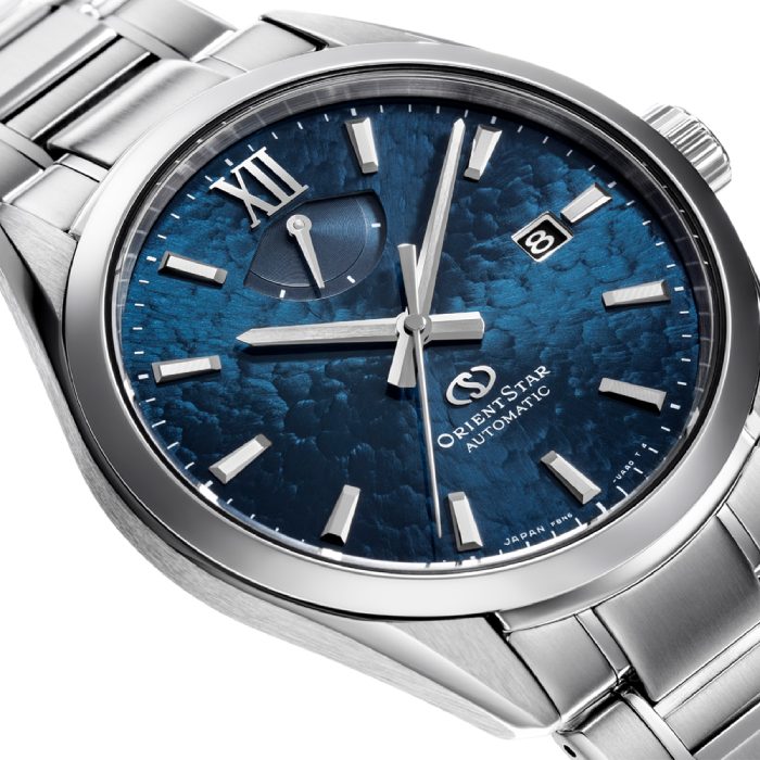 Мъжки ръчен часовник с автоматичен механизъм - корпус от Стомана - Стоманена верижка - цвят Син Сив