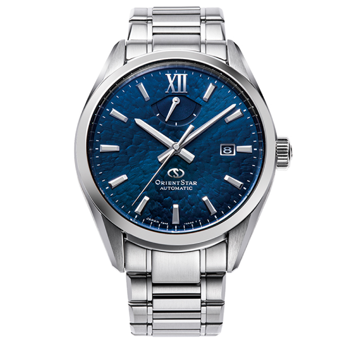 Мъжки ръчен часовник с автоматичен механизъм - корпус от Стомана - Стоманена верижка - цвят Син Сив