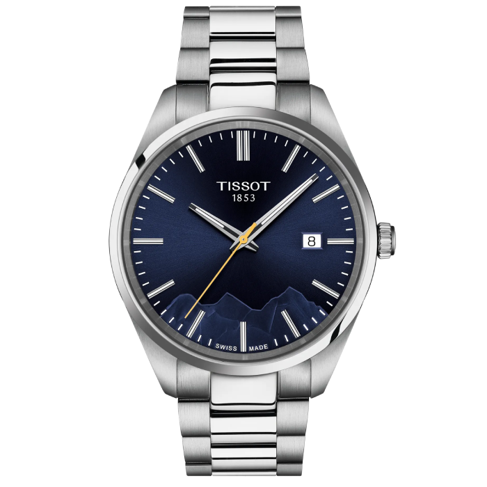 Мъжки ръчен часовник с кварцов механизъм - корпус от Стомана - Стоманена верижка - цвят Син Сив