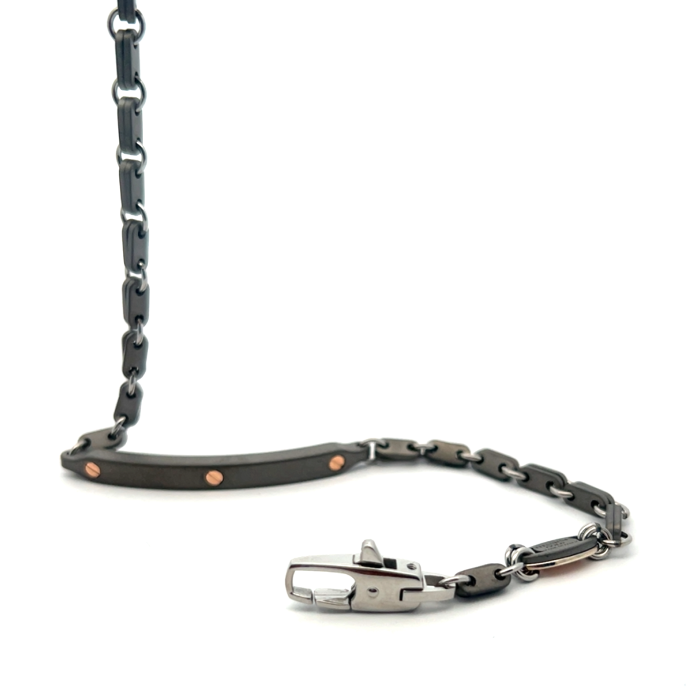 Мъжки гривна Zancan ETB125R Eternity Titanium от Титан - с форма - Диаманти - Титан / Сив / розово злато