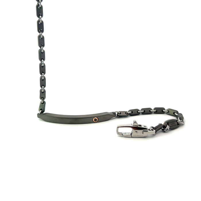 Мъжки гривна Zancan ETB126R Eternity Titanium от 18K Титан - с форма - Диаманти - Титан / 18К злато / Черни диаманти