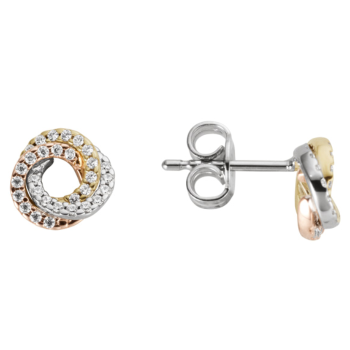 Дамски обеци от 14K Злато - с форма - Диаманти - 14к Бяло, жълто и розово злато