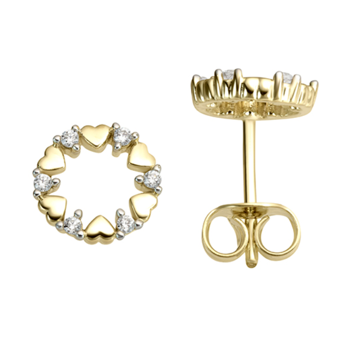 Дамски обеци от 14K Злато Жълто - с форма - Диаманти - 14к жълто злато