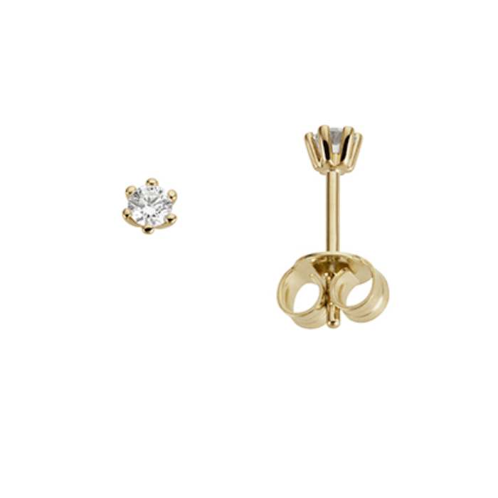 Дамски обеци от 14K Злато Жълто - с форма - Диаманти - 14к жълто злато