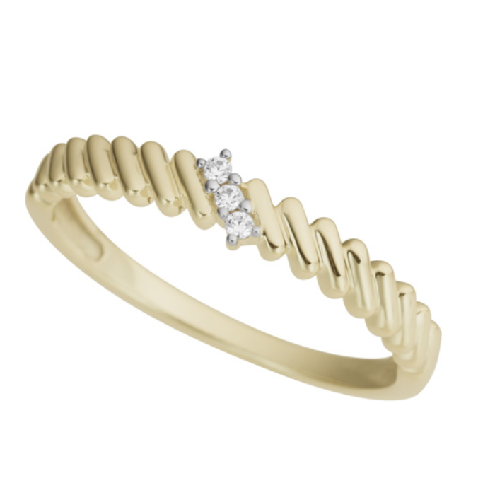 Дамски пръстен от 14K Злато Жълто - с форма - Диаманти - 14к жълто злато