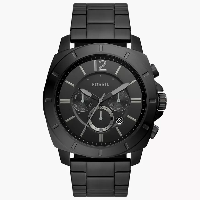 Мъжки ръчен часовник с кварцов механизъм - корпус от Стомана - Стоманена верижка - цвят Черен