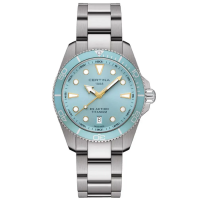 Мъжки ръчен часовник с кварцов механизъм - корпус от Титан - Титаниева верижка - цвят Син Сив