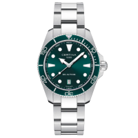 Мъжки ръчен часовник с кварцов механизъм - корпус от Стомана - Стоманена верижка - цвят Зелен Сив