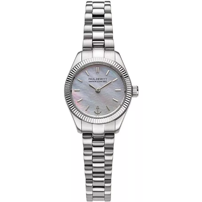 Дамски ръчен часовник с кварцов механизъм - корпус от Стомана - Стоманена верижка - цвят Седеф Сив