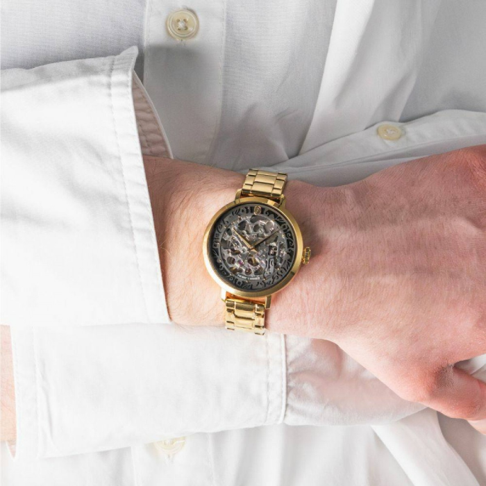 Дамски ръчен часовник с автоматичен механизъм - корпус от Стомана - Стоманена верижка - цвят Скелетон