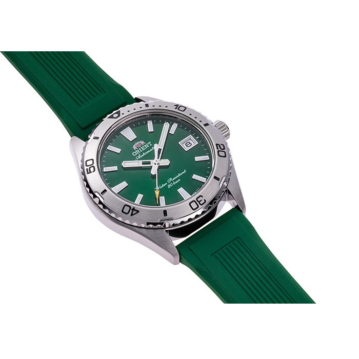 Унисекс ръчен часовник с автоматичен механизъм - корпус от Стомана - Силиконова каишка - цвят Зелен
