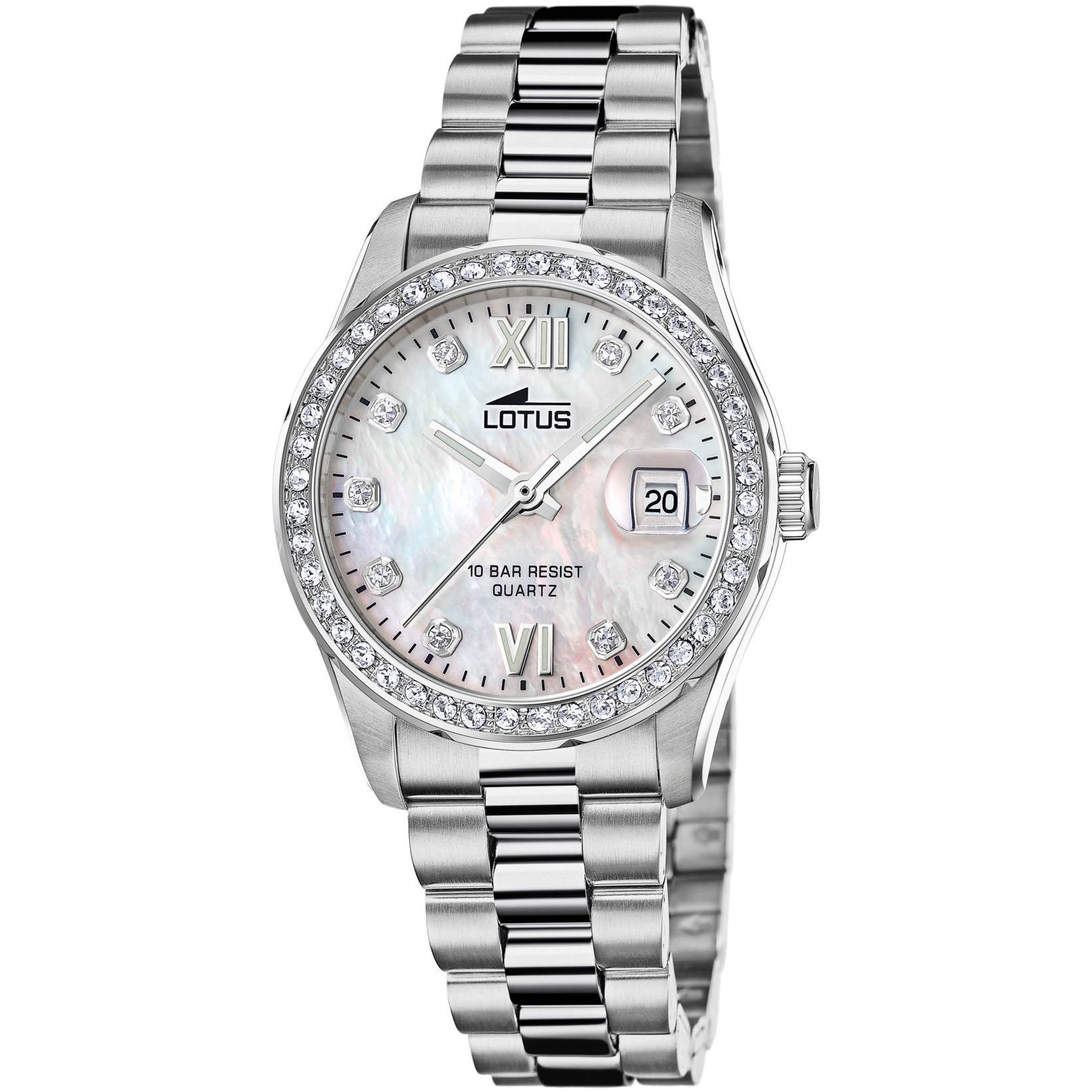 Дамски ръчен часовник с кварцов механизъм - корпус от Стомана - Стоманена верижка - цвят Седеф