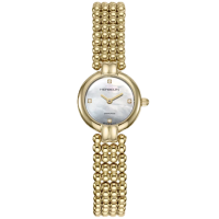 Дамски ръчен часовник с кварцов механизъм - корпус от Стомана - Стоманена верижка - цвят Седеф Жълт